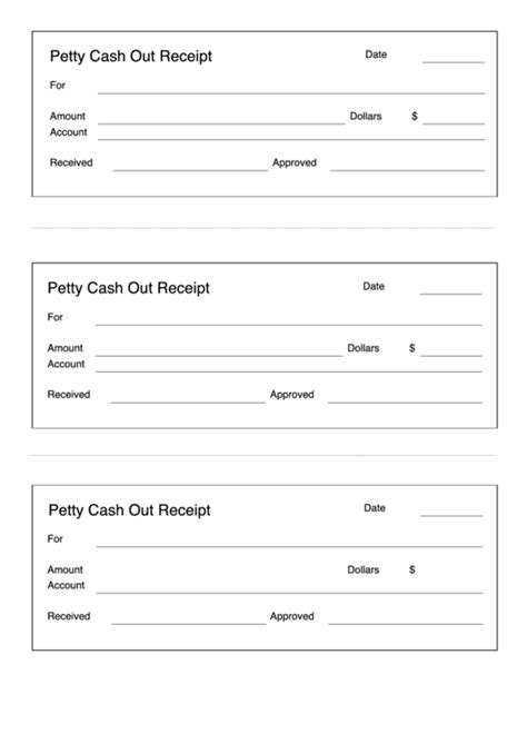 petty cash receipt printable editable      sheet petty