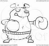Boxing Dog Cartoon Chubby Coloring Clipart Thoman Cory Outlined Vector sketch template
