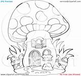 Mushroom House Fairy Fence Drawing Clipart Coloring Vector Pages Outlined Wooden Illustration Royalty Visekart Getdrawings sketch template