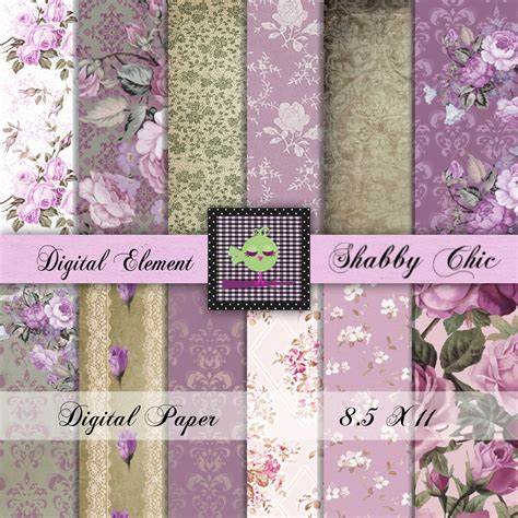 shabby lilac floral paper digital scrapbook paper shabby etsy