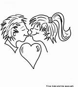 Coloring Pages Kissing Printable Valentine Kids Kisses Couple 2764 Total Views Freekidscoloringpage sketch template
