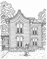 Coloring Victorian Book House Pages Printable Houses Clapboard Italianate Pagoda Roof Windows sketch template