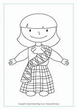 Coloring Pages Colouring Scottish Girl Kilt Kids Sheets Template Burns Night Tartan Girls Dance Crafts Traditional Activityvillage sketch template