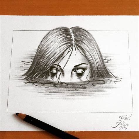 scary girl drawing  fouadzahiri  deviantart