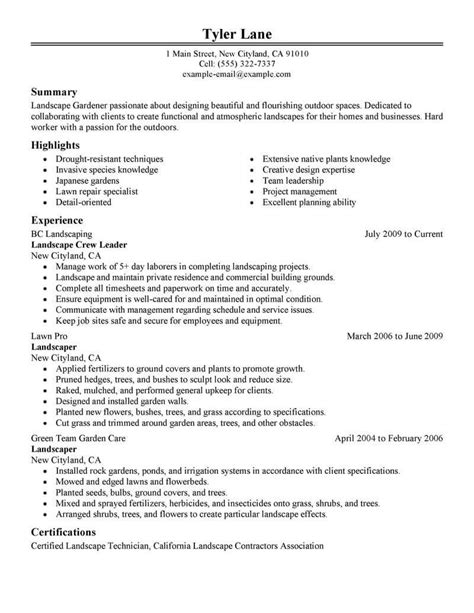 landscaping resume resume  riset