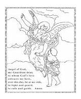 Guardian Angel Coloring Catholic Pages Prayer Crafts Angels Kids Sunday School God sketch template