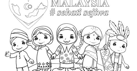 Poster Mewarna Malaysia Sehati Sejiwa Gambar Mewarna