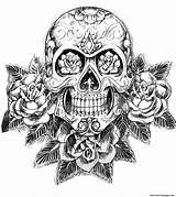 Skull Coloring Adult Sugar Pages Hard Tatoo Difficult Printable Color Print Book sketch template
