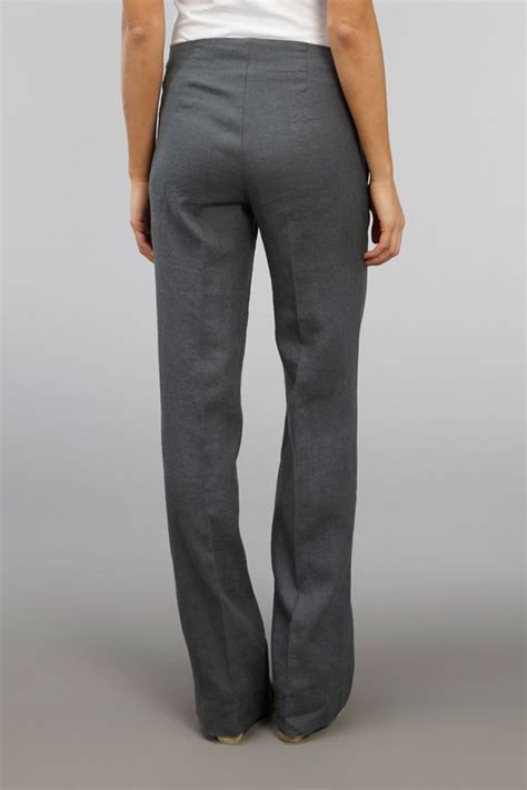 womens kookai grey linen button casual classic long pants