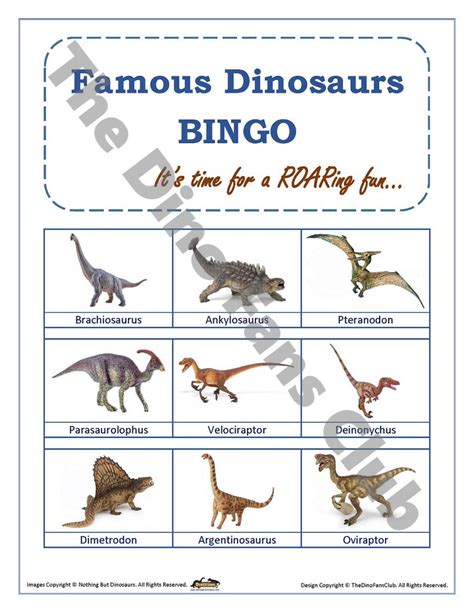 dinosaur bingo  printable cards instant  famous etsy