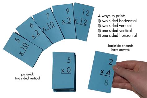 printable multiplication flash cards double sided