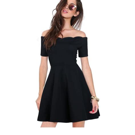 Black Off Shoulder Dress Summer Women 2017 Elegant Short