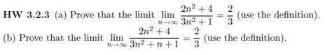 Solved Prove That The Limit Lim N Rightarrow Infinity 2n 2