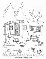 Coloring Pages Camper Trailer Wheel Travel 5th Vintage Printable Camping Etsy Template Choose Board Book Drawing sketch template