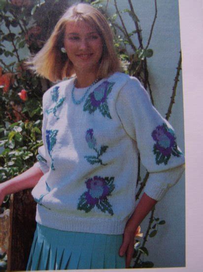 Women S Knitted Rosebud Pullover Sweater Vintage Knitting Pattern Usa