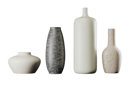 white ceramic vases decor  background  render  png