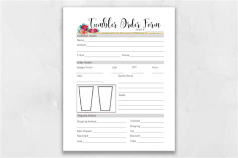 stationery basic tumbler order form order form printable order form