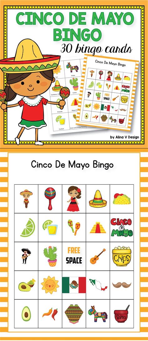 cinco de mayo bingo printable   perfect activity   mexican