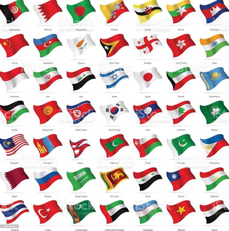 asia waving flags illustration stock illustration download image now