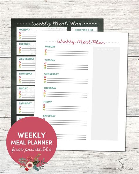 printable meal planner weekly meal planner printable meal planner