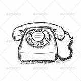 Rotary Drawing Phone Old Sketch Vector Illustration Choose Board Paintingvalley sketch template