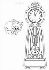 Hickory Dickory Dock Rhyme Rhymes Colouring Puppets Rhythm sketch template