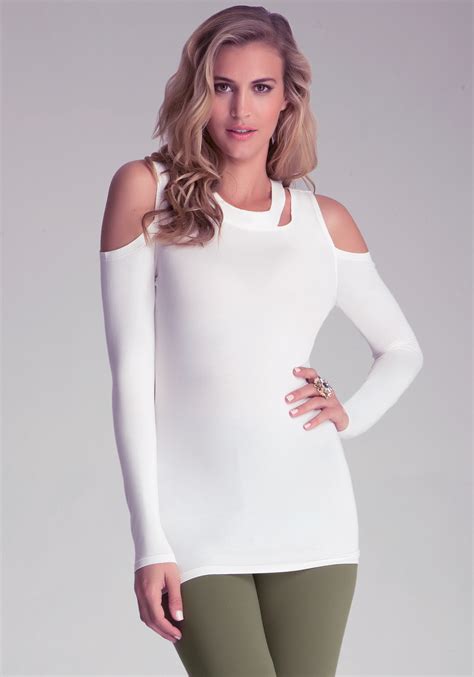 Lyst Bebe Cold Shoulder Cut Out Top In White