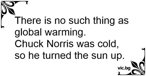 there is no such thing as global warming chuck norris was cold so he