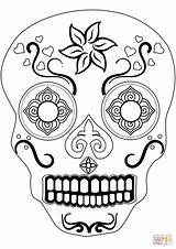 Skull Coloring Sugar Pages Calavera Skulls Printable Easy Drawing Print Tattoo Color Designs Sheets sketch template
