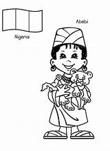 Coloring Nigerian Around Kid Kids sketch template