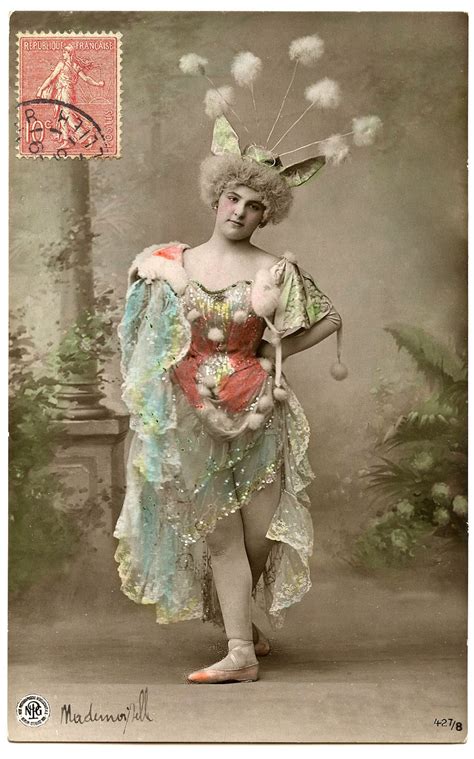 old french photo crazy fun dancer with pom pom hat the graphics fairy