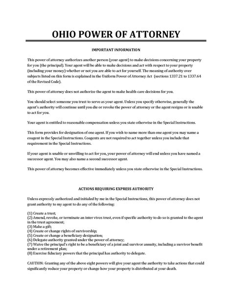 ohio power  attorney forms  word