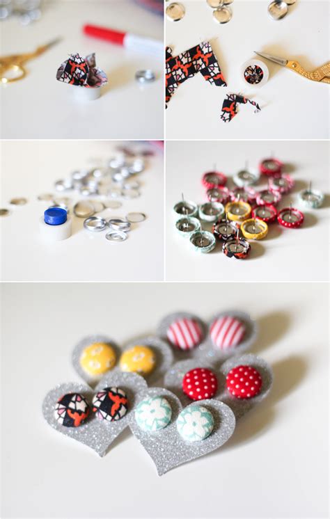 fabric covered button earrings the crafted life