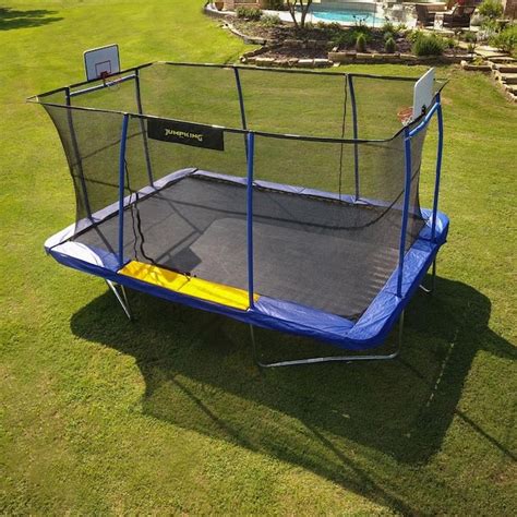 jumpking  ft rectangle blue backyard trampoline  enclosure