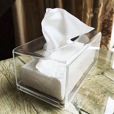 clear acrylic tissue box holder toilet paper case towel napkin tissue holder kleenex  home