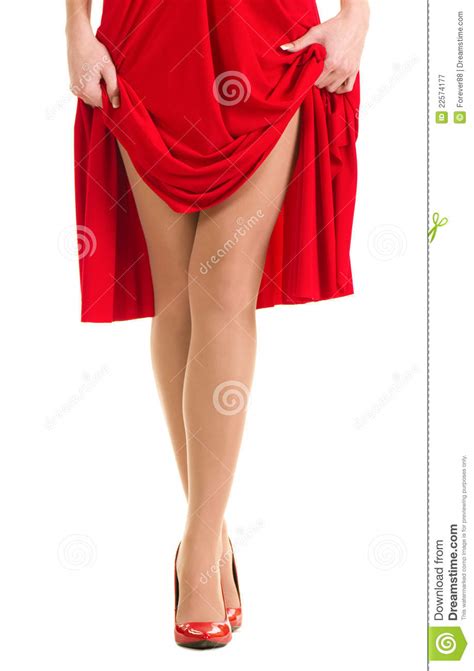 Sexy Legs In Red High Heels And Dress Royalty Free Stock