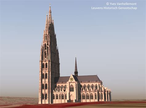 original design  unfinished gothic sint pieterskerk  leuven belgium building