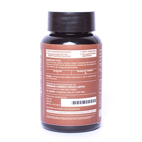 Buy Iayur Organic Ashwagandha Extract 500 Mg Veg Capsule 60s Online At