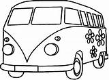 Coloring Bus Vw Volkswagen Van Pages Hippie Clipart Camper sketch template