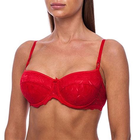 frugue women s sexy balconette push up lace shelf bra red 36 b bras