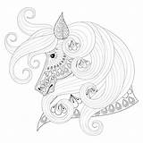 Zentangle Adult Volwassen Paarden Getrokken Kleurende Moeilijk Ornamental sketch template