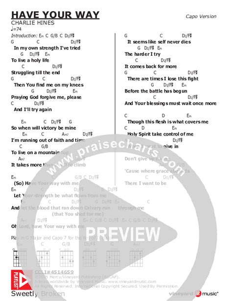 have your way chords pdf charlie hines praisecharts