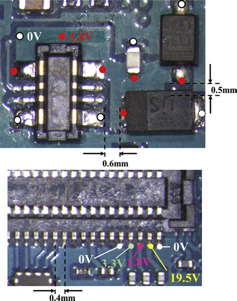 examples  smartphone pcb parts  applied voltage  scientific diagram