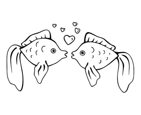 kissing fish coloring pages