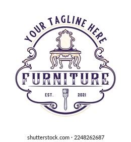 furniture emblem logo design carved vintage stock vector royalty   shutterstock