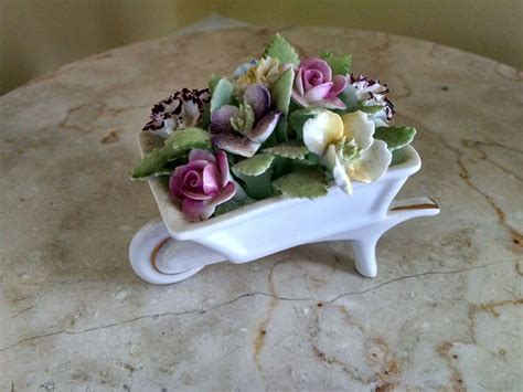 vintage miniature royal adderley fine bone china floral wheelbarrow england royaladderley