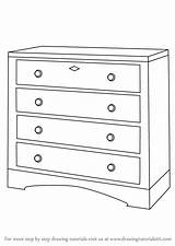 Drawing Drawers Chest Draw Furniture Dresser Step Learn sketch template