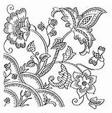 Jacobean Embroidery Patterns Crewel Style Designs Line Stitch Chinoiserie Drawing Pattern Florals Cp Flowers Hand Cory Via Fa Folk Cache sketch template