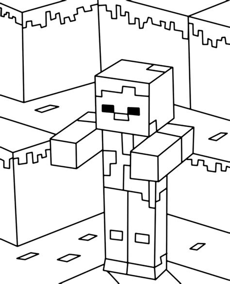 minecraft zombie coloring coloring pages