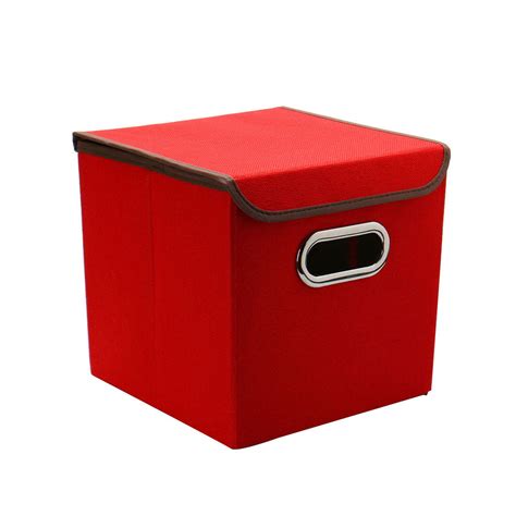 collapsible storage cube bin toy box organizer  metal handles lid